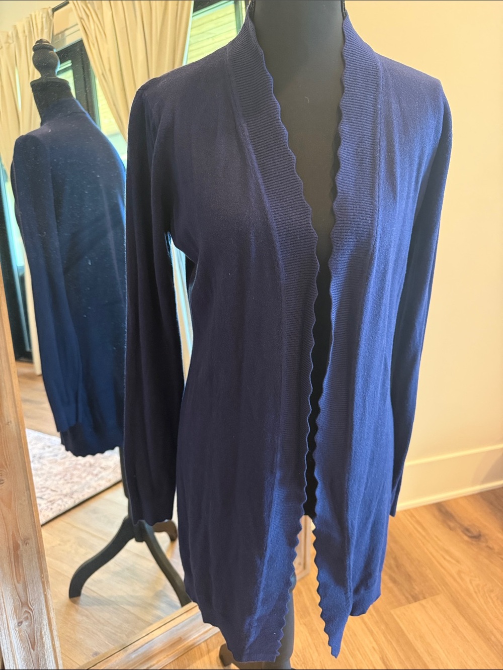 Revolution Navy Open Cardigan with Decorative Trim